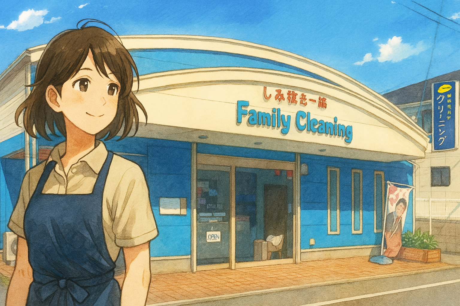 ファミリークリーニング外観イラスト