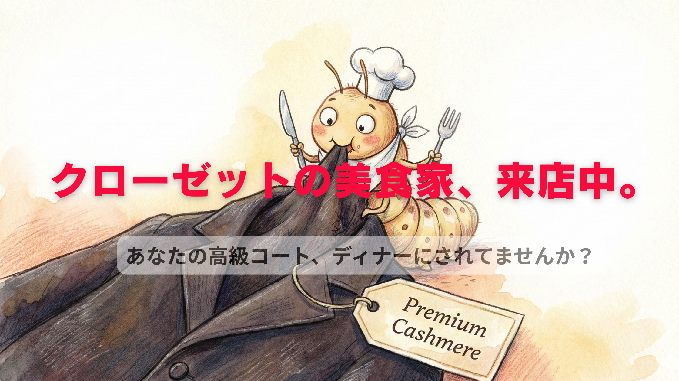 ウールコート虫食い傷お直し修理　北九州市ファミリークリーニング　クローゼットの美食家、来店中。