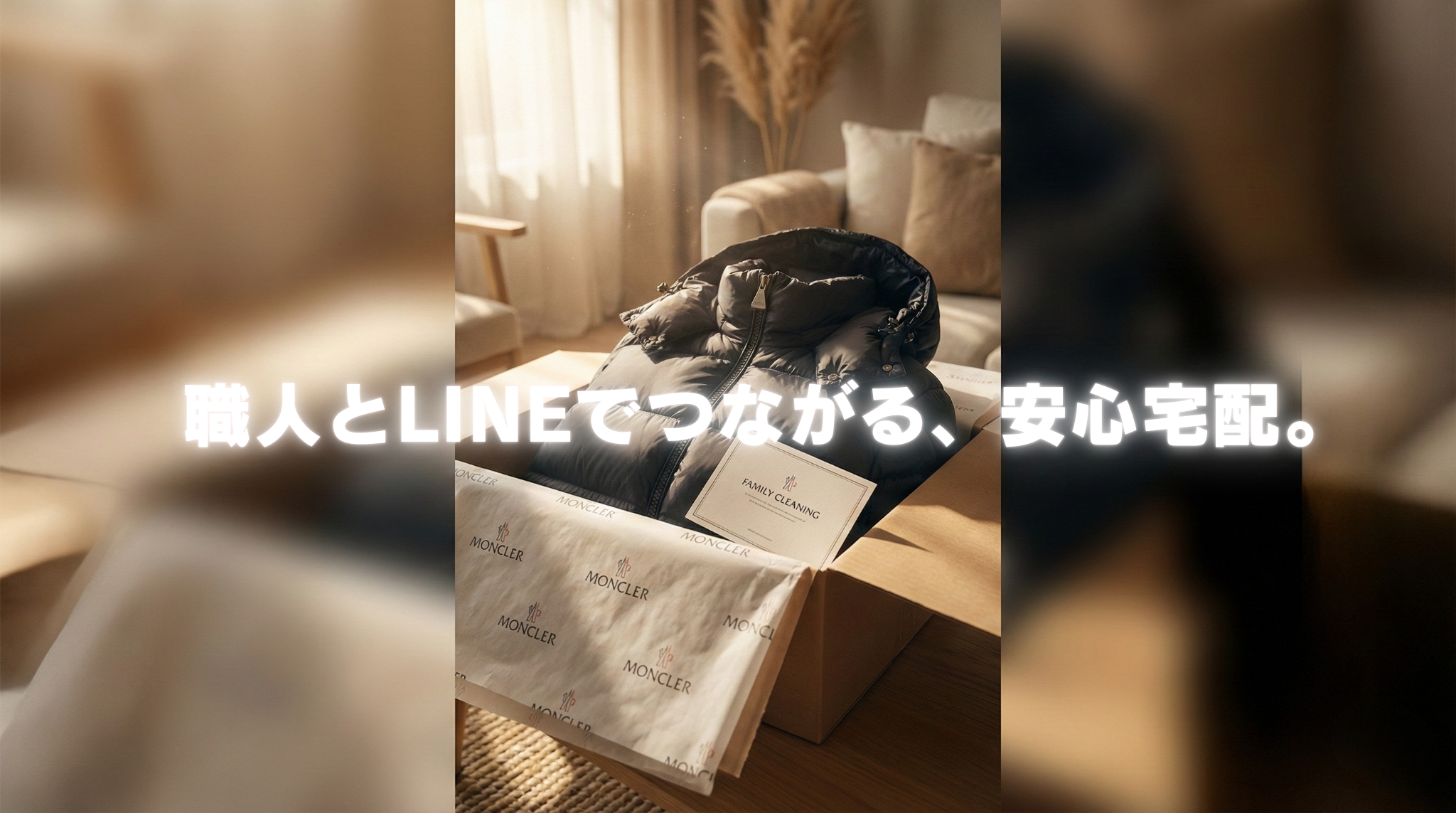 職人とLINEでつながる、安心宅配。全国どこからでもクリーニングをお届けします。