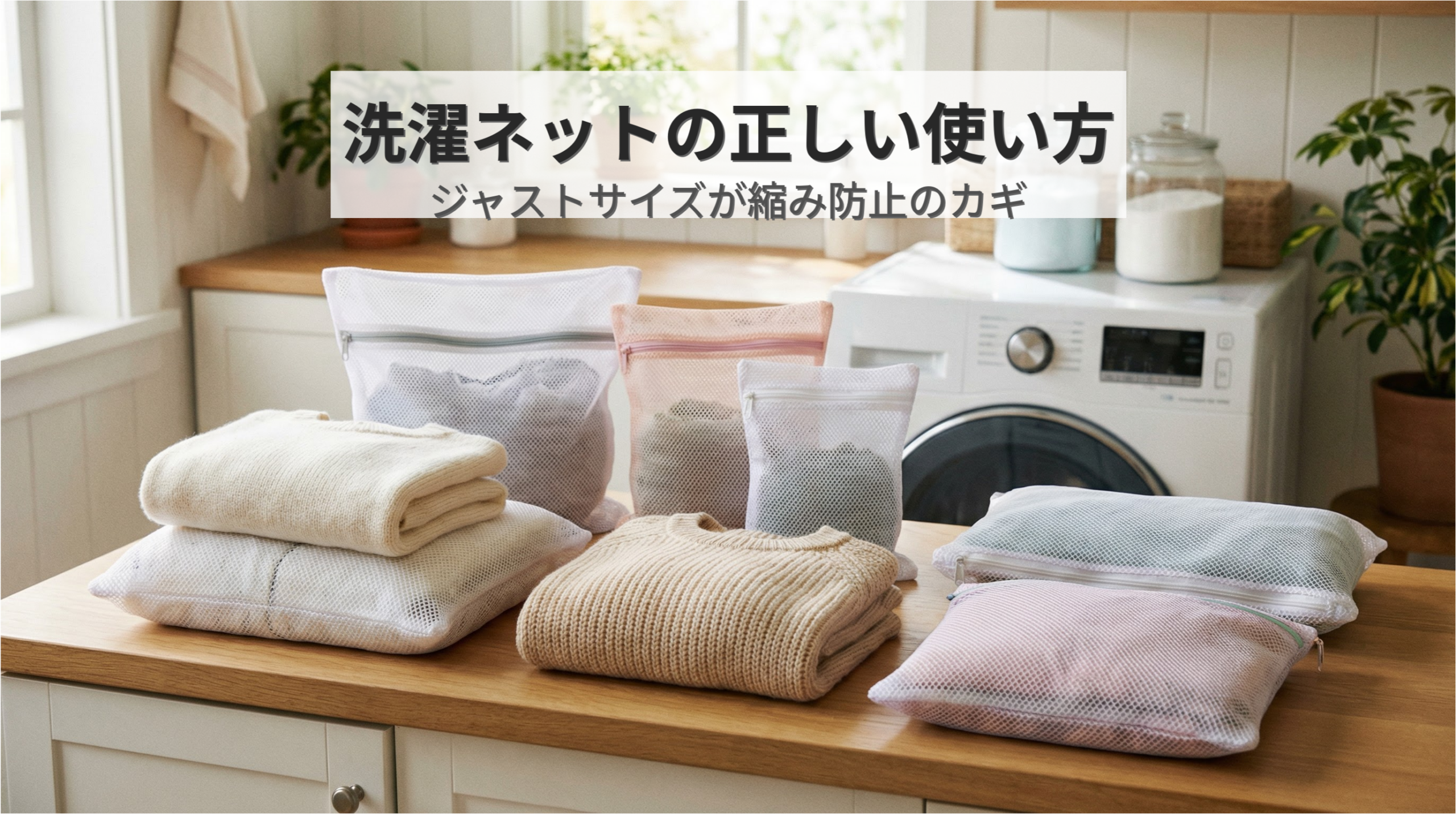 洗濯ネットのサイズ比較、大きすぎるネットとジャストサイズのネット